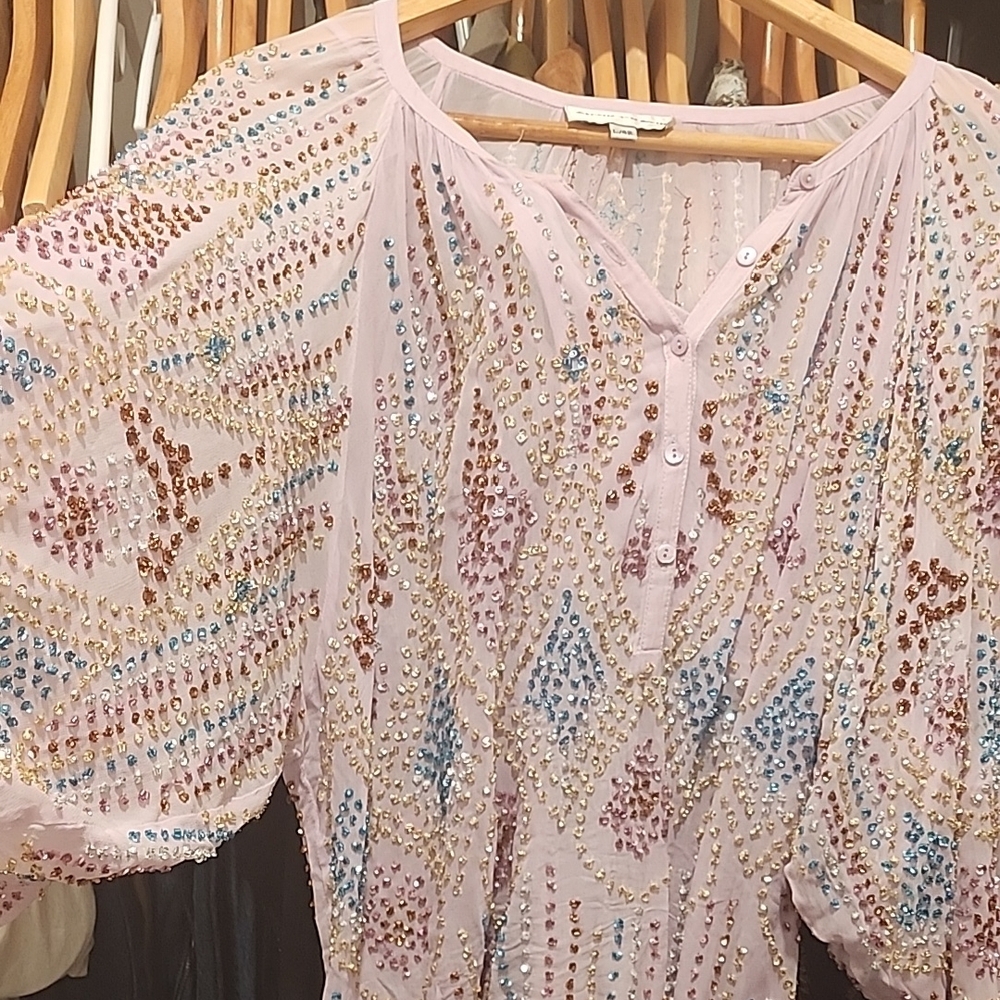 Antik Batik Pink Embellished Blouse - Picture 2 of 10